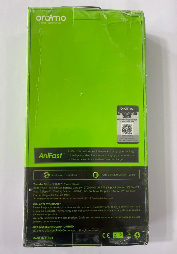 پاوربانکPowerbank 27000 oraimo Model opb-1270